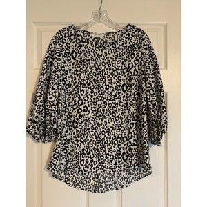 Carole Christian Size Small Black White Leopard Print Top EUC